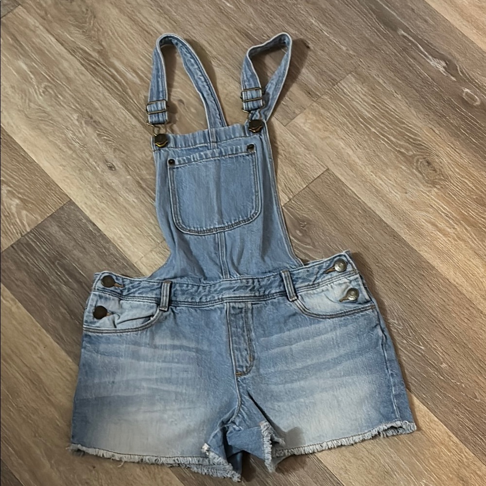 Gymboree girls denim short overalls size 12